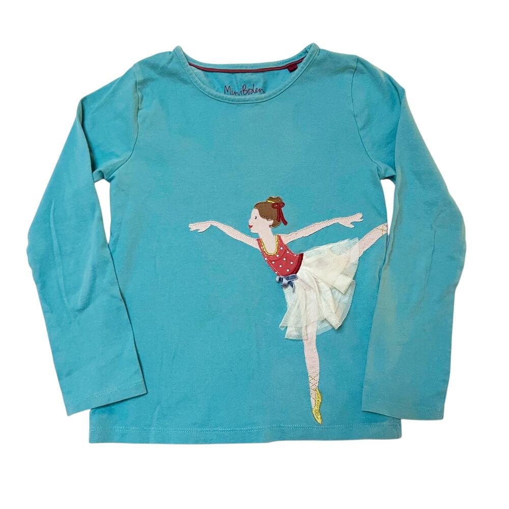 Mini Boden Ballerina Tutu Appliqué Shirt Size 7/8